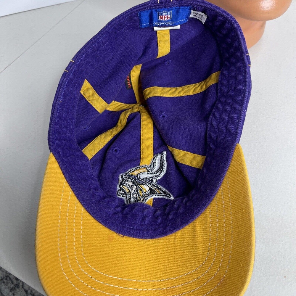 NFL Reebok Minnesota Vikings Reebok Purple Yellow Stitch Hat Cap Authentic - Picture 11 of 12
